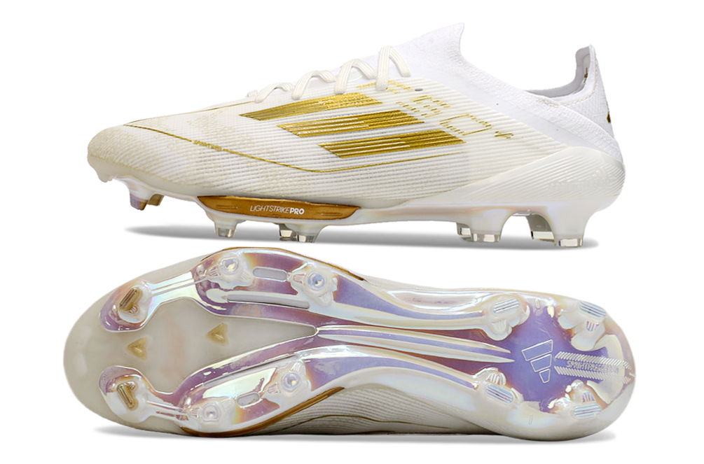 Adidas F50 Elite FG Boots – Cloud White / Metallic Gold
