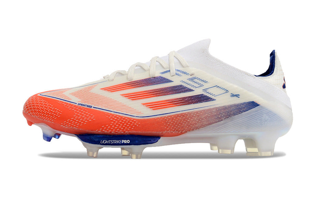 Adidas F50 Elite Firm Ground Boots – White / Solar Red / Blue Burst