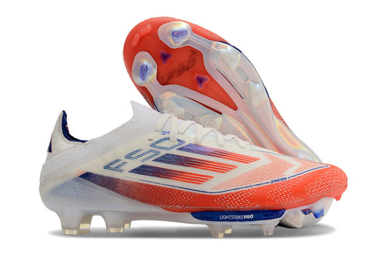 Adidas F50 Elite Firm Ground Boots – White / Solar Red / Blue Burst